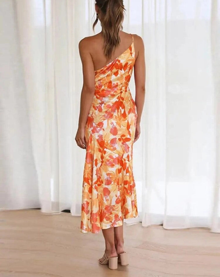 Linda-Modehuis™ - Asymmetrisch Maxi Jurk met Bloemenpatroon