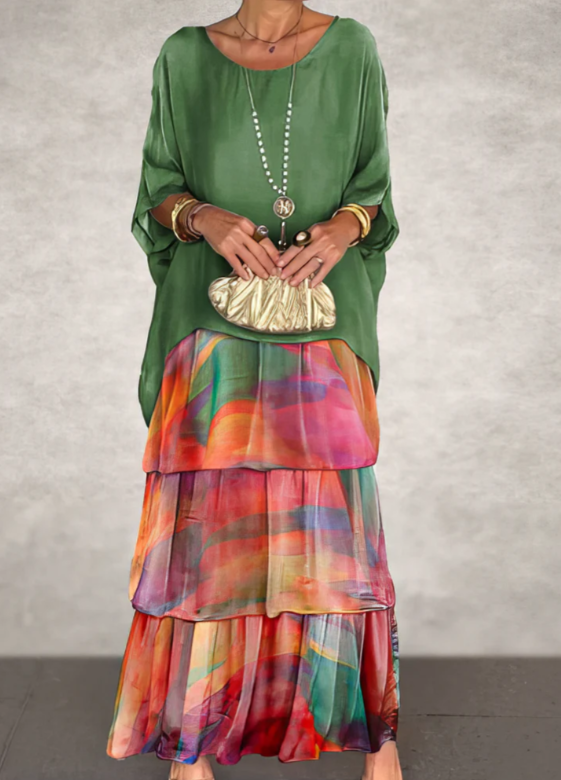 Caroline | Maxi Vloeiende Jurk – Moeiteloze Elegantie