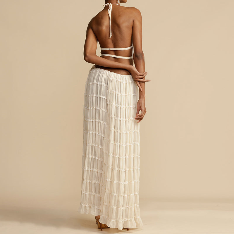 Fosco | Boho Rimpel Halter Rugloos Maxi Set