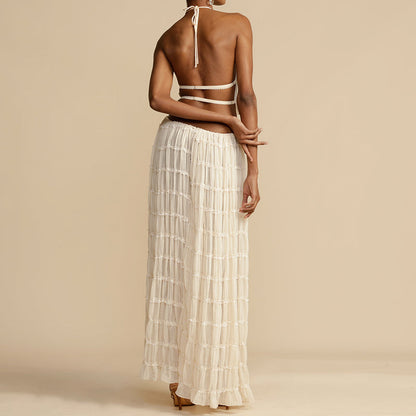 Fosco | Boho Rimpel Halter Rugloos Maxi Set