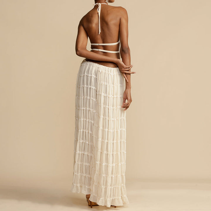 Fosco | Boho Rimpel Halter Rugloos Maxi Set