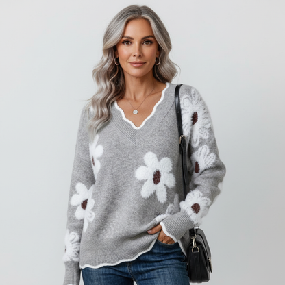 FLEUR | Zachte Bloementrui met V-hals